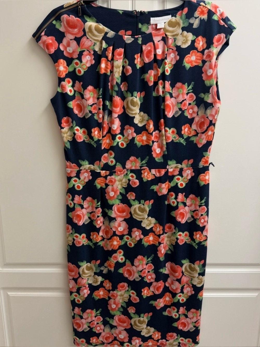 Charter Club New Size 8 Navy Floral Dress